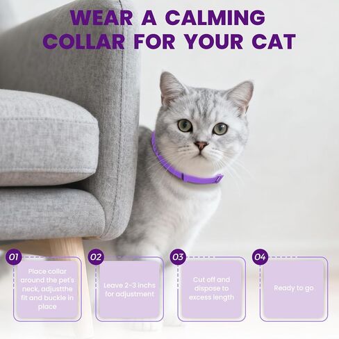 Calming Collar for Cats 4-Packs, Pheromone Collar for Cat, Relief Anxiety Stress Separation Lasts 30 Days, 15 Inches Size Flexible Adjustable, for All Small, Medium, and Large Cats Purple in Saudi Arabia