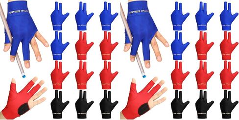 Junkin 15 Pcs 3 Fingers Pool Gloves Billiard Glove Elastic Shooters Snooker Cue Sport Gloves Show Pool Gloves for Women and Men in Kuwait