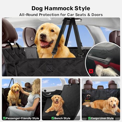 Zanch 2025 Upgrade Dog Car Seat Cover - 100% Waterproof Anti-Scratch, Passenger Friendly Back Seat Protector, Nonslip Pet Hammock with Durable Velcro Side Flap for Cars, SUV, Trucks, Standard-Black in Kuwait