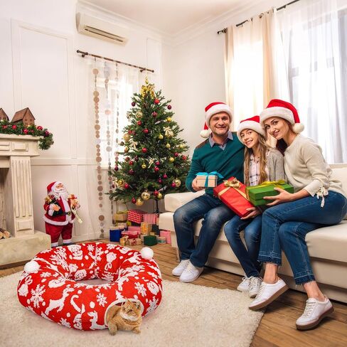 Cat Tunnel Christmas Tree Skirt - 3FT Round Foldable Bed to Keep Cats Away from Xmas Tree, Washable Mat with Balls, Green Holiday Pet Toy for Indoor Cats in Saudi Arabia