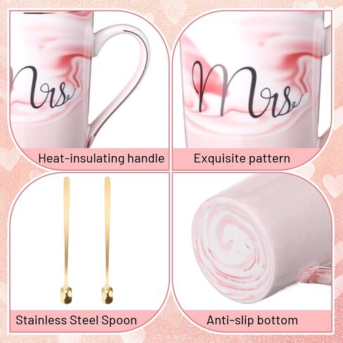 مجموعة تدفئة قدح القهوة السيد والسيدة 14oz كوب سيراميك مع غطاء كهربائي لتدفئة كوب الشاي والقهوة للزوجين والعروس والعريس والذكرى السنوية للزفاف والخطوبة وعيد الميلاد وهدايا السنة الجديدة (أسود، أبيض) in Kuwait