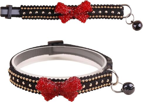 2 Pack Cat Collar Pink Floral with Bell and Removable Flower Bowtie Breakaway Adjustable Cat Collar for Girl Kitten Puppy Small Cats Dogs Daily Decoration (XQ8-5) in Kuwait