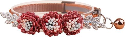 2 Pack Cat Collar Pink Floral with Bell and Removable Flower Bowtie Breakaway Adjustable Cat Collar for Girl Kitten Puppy Small Cats Dogs Daily Decoration (XQ8-5) in Kuwait