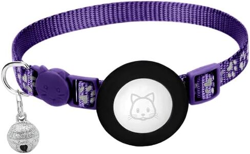 0.5in * 8-13in 1Pcs Pet Collar for AirTag,with cat paw Prints with Buckle - Nylon Collar for Medium & Large Dogs - Durable & Comfortable - for Daily Walks & Outdoor Adventures,Black in Saudi Arabia