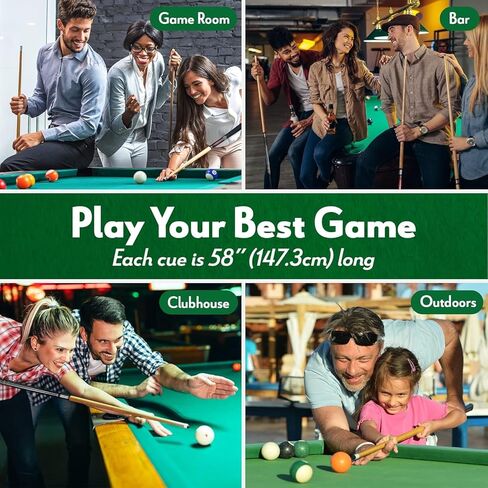 مجموعة عصا البلياردو ISZY المكونة من 4 قطع. قطعتان من العصي المصنوعة من الخشب الصلب وخشب القيقب الكندي في 4 ملحقات بلياردو in Kuwait