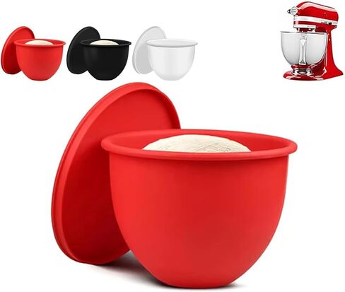 أوعية بسعة 5 لتر لخلاط كيتشن إيد مع بطانات أوعية من السيليكون، لإعداد الطعام في المطابخ المنزلية، تصميم متين يتحمل درجات الحرارة الواسعة مع أغطية تخزين، رائع للطهي المنزلي (أبيض) in Kuwait