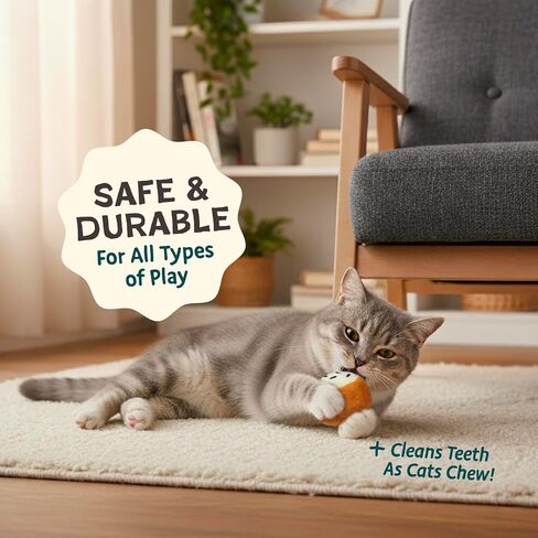 مجموعة ألعاب Woolbuddy Sushi Cat - ألعاب تفاعلية من الصوف للقطط والقطط الصغيرة، خالية من النعناع البري، متينة، ألعاب إثراء لطيفة للقطط المملة، ألعاب صيد الأسنان والصيد من الصوف الطبيعي (كبيرة - 4 قطع) in Kuwait