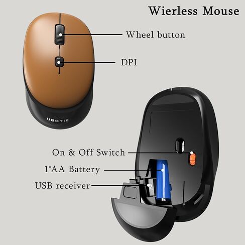 Colorful Wireless Computer Keyboards Mouse Combos, UBOTIE Polychrome Round Keycaps Retro PC Keyboards 2.4GHz Radio Frequency Connection with Optical Mouse(Green-Black) in Kuwait
