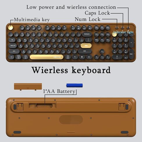 Colorful Wireless Computer Keyboards Mouse Combos, UBOTIE Polychrome Round Keycaps Retro PC Keyboards 2.4GHz Radio Frequency Connection with Optical Mouse(Green-Black) in Kuwait