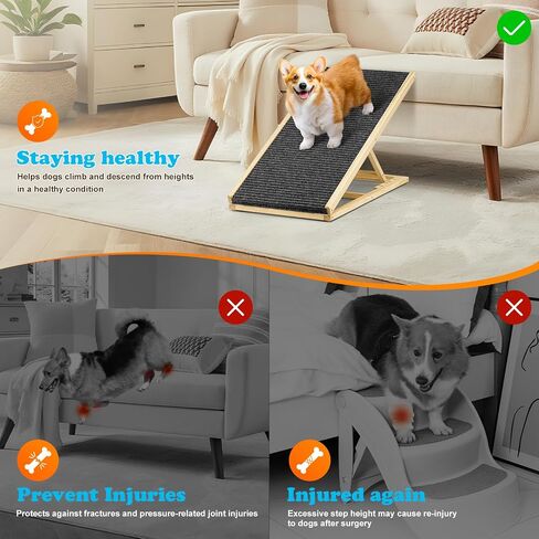 Dog ramp for Couch–Non-Slip,Sturdy Build Foldable Dog ramp–Supports up to 200lbs – Adjustable 12'' to 22'' in Saudi Arabia