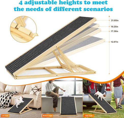 Dog ramp for Couch–Non-Slip,Sturdy Build Foldable Dog ramp–Supports up to 200lbs – Adjustable 12'' to 22'' in Saudi Arabia