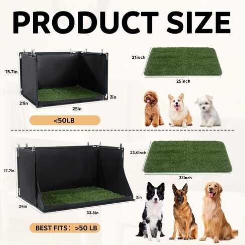 MABOZOO Dog Pee Pad Holder with Artificial Grass, 33.8 * 24 * 17.7 in Foldable Indoor Dog Potty Tray with Hemmed Edge, No Spill Pee Pad Holder Tray Puppy Litter Box for Dogs in Saudi Arabia
