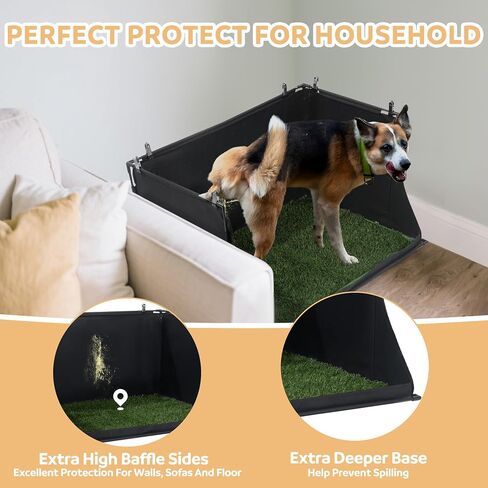MABOZOO Dog Pee Pad Holder with Artificial Grass, 33.8 * 24 * 17.7 in Foldable Indoor Dog Potty Tray with Hemmed Edge, No Spill Pee Pad Holder Tray Puppy Litter Box for Dogs in Saudi Arabia
