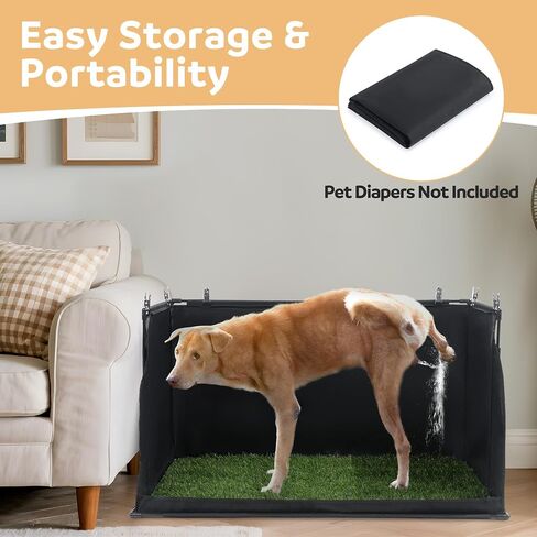 MABOZOO Dog Pee Pad Holder with Artificial Grass, 33.8 * 24 * 17.7 in Foldable Indoor Dog Potty Tray with Hemmed Edge, No Spill Pee Pad Holder Tray Puppy Litter Box for Dogs in Saudi Arabia