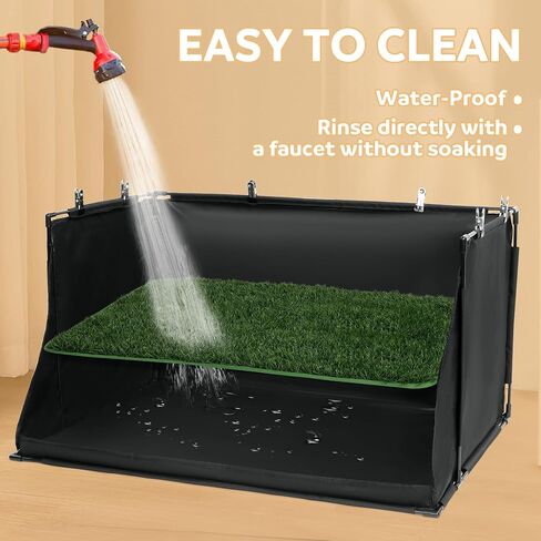 MABOZOO Dog Pee Pad Holder with Artificial Grass, 33.8 * 24 * 17.7 in Foldable Indoor Dog Potty Tray with Hemmed Edge, No Spill Pee Pad Holder Tray Puppy Litter Box for Dogs in Saudi Arabia