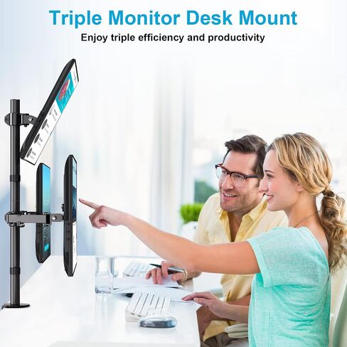 MOUNTUP Dual Monitor Stand, Vertical Monitor Mount for 2 Max 32 inch Stack Screen Monitors, Height Adjustable, Swivel, Tilt Monitor Desk Mount with C Clamp Grommet Base, MU3004 in Kuwait