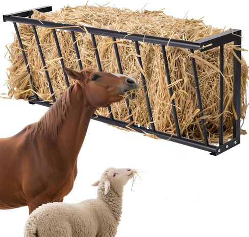 Wall Mount Hay Rack for Goats, Sheep, Horses – Heavy Duty 25 Gallon Livestock Hay Feeder, Hanging Blanket Holder with Rust Resistant Coating, Space Saving Farm Goat Feeder for Indoor, Outdoor Use in Kuwait