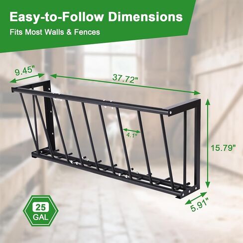 Wall Mount Hay Rack for Goats, Sheep, Horses – Heavy Duty 25 Gallon Livestock Hay Feeder, Hanging Blanket Holder with Rust Resistant Coating, Space Saving Farm Goat Feeder for Indoor, Outdoor Use in Kuwait