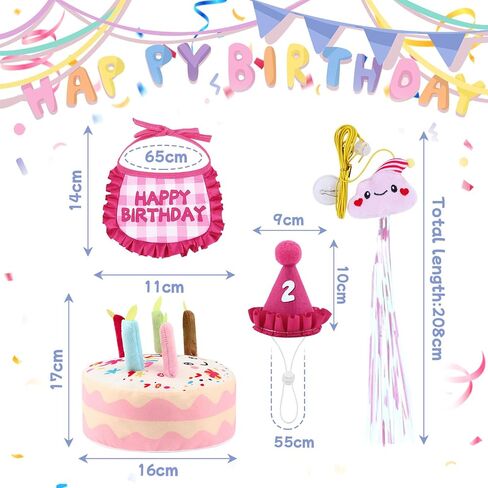 Cat Birthday Outfit Set, Birthday Bandana and Hat with 0-9 Numbers, Plush Birthday Cake and Funny Hanging Cat Toy with Catnip, Sweet Birthday Gift for Celebration (Blue) in Saudi Arabia