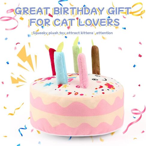 Cat Birthday Outfit Set, Birthday Bandana and Hat with 0-9 Numbers, Plush Birthday Cake and Funny Hanging Cat Toy with Catnip, Sweet Birthday Gift for Celebration (Blue) in Saudi Arabia