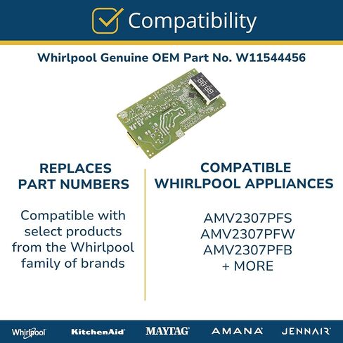 ويرلبول W11544456 OEM قطعة غيار لوحة تحكم الميكروويف، متعدد الألوان in Kuwait