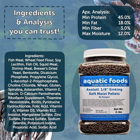 Axolotl Food 1/8" حبيبات سمك السلمون الغارقة الناعمة والرطبة للأحداث Axolotl أيضًا الروبيان والقواقع وسرطان البحر وجراد البحر والأسماك الاستوائية السفلية..جرة صغيرة بحجم 11oz in Kuwait