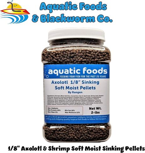 Axolotl Food 1/8" حبيبات سمك السلمون الغارقة الناعمة والرطبة للأحداث Axolotl أيضًا الروبيان والقواقع وسرطان البحر وجراد البحر والأسماك الاستوائية السفلية..جرة صغيرة بحجم 11oz in Kuwait