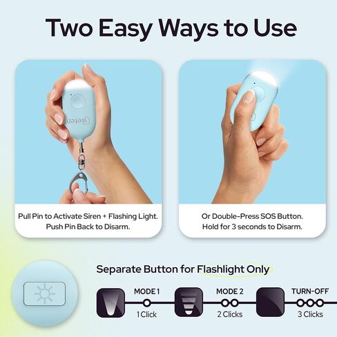 Weten Rechargeable Personal Alarm Keychain - 130dB Siren & LED Light - 2 Pack Personal Safety Alert for Women to Carry - Panic Button Alarm for Security - Rape Whistle for Self Defense (Black&White) in Kuwait