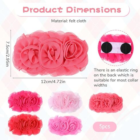 5 PCS Dog Collar Flowers, Dog Collar Charms Flower Set Multicolored Pet Flowers Bow Ties for Cat Puppy Dogs Collars Grooming Accessories in Kuwait