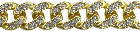 Sparkling Cuban Link Dog Collar with Diamond Inlay - Elegant Gold Chain for Dogs and Cats, Comfortable fit, 8 Size Options (3XL) in Saudi Arabia