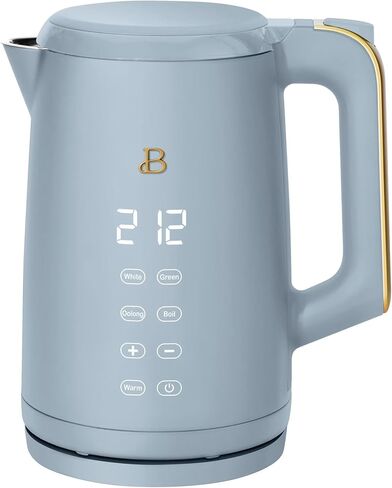 غلاية كهربائية جميلة سعة 1.7 لتر بقدرة 1500 وات - غلاية مياه من الفولاذ المقاوم للصدأ سريعة الغليان مع 4 إعدادات مسبقة لدرجة الحرارة للشاي والقهوة - لاسلكية مع شاشة تعمل باللمس. أجهزة المطبخ (وايت آيسينج) in Kuwait