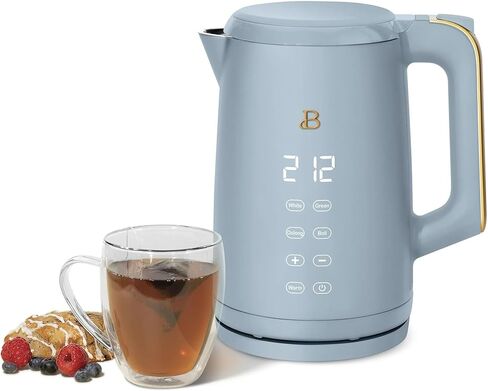 غلاية كهربائية جميلة سعة 1.7 لتر بقدرة 1500 وات - غلاية مياه من الفولاذ المقاوم للصدأ سريعة الغليان مع 4 إعدادات مسبقة لدرجة الحرارة للشاي والقهوة - لاسلكية مع شاشة تعمل باللمس. أجهزة المطبخ (وايت آيسينج) in Kuwait