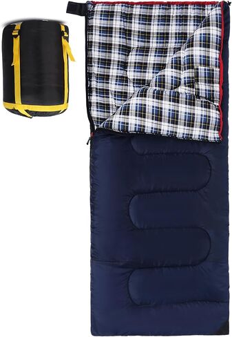 REDCAMP Cotton Flannel Sleeping Bag for Camping Backpacking, Adults Cold Weather Envelope Sleeping Bags with 2/3/4/6lbs Filling in Kuwait
