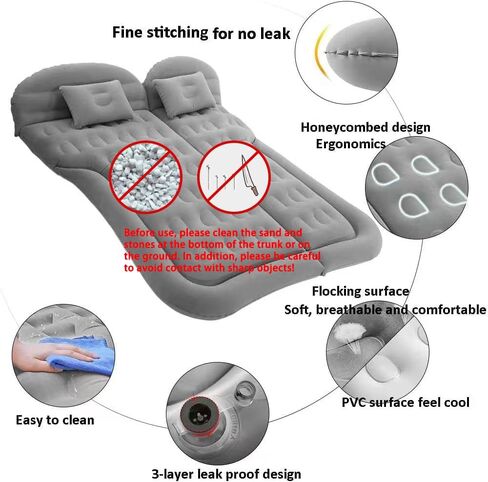 SAYGOGO SUV Air Mattress Camping Bed Cushion Pillow Inflatable Thickened Car Air Bed Mattress with Electric Air Pump Portable Sleeping Pad for Travel Camping Upgraded Version Black in Kuwait