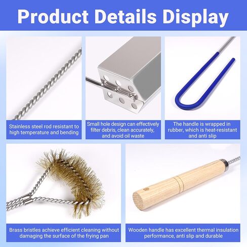 Deep Fryer Strainer Crumb Scoop 750°F Heat-Resistant V-Shaped Fryer Cleaner Food Crumb Cleaning Tool for Commercial Fryers Long Handle with Drain Holes for Oil Filtration,1 PCS in Kuwait