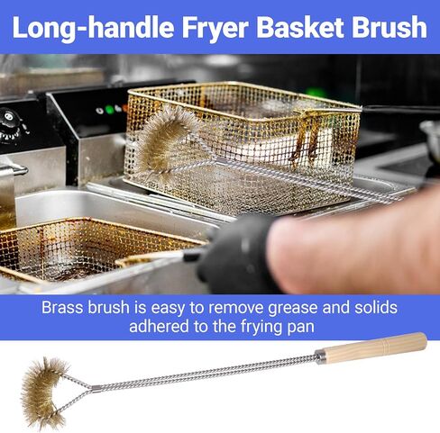 Deep Fryer Strainer Crumb Scoop 750°F Heat-Resistant V-Shaped Fryer Cleaner Food Crumb Cleaning Tool for Commercial Fryers Long Handle with Drain Holes for Oil Filtration,1 PCS in Kuwait