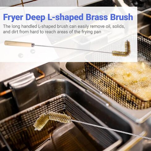 Deep Fryer Strainer Crumb Scoop 750°F Heat-Resistant V-Shaped Fryer Cleaner Food Crumb Cleaning Tool for Commercial Fryers Long Handle with Drain Holes for Oil Filtration,1 PCS in Kuwait