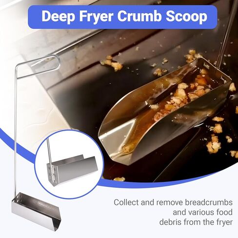 Deep Fryer Strainer Crumb Scoop 750°F Heat-Resistant V-Shaped Fryer Cleaner Food Crumb Cleaning Tool for Commercial Fryers Long Handle with Drain Holes for Oil Filtration,1 PCS in Kuwait