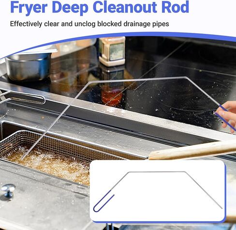 Deep Fryer Strainer Crumb Scoop 750°F Heat-Resistant V-Shaped Fryer Cleaner Food Crumb Cleaning Tool for Commercial Fryers Long Handle with Drain Holes for Oil Filtration,1 PCS in Kuwait