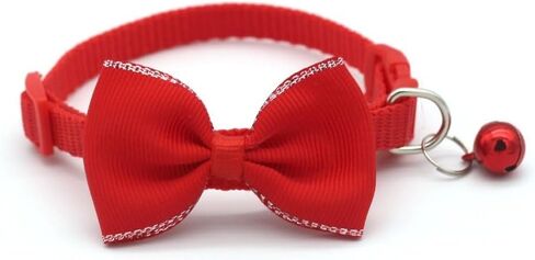 Pet Collar Strap with Bell Pet Accessories Multicolor Cat Bow Headband Collar Cute Cat Collar(Red) in Saudi Arabia