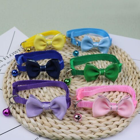 Pet Collar Strap with Bell Pet Accessories Multicolor Cat Bow Headband Collar Cute Cat Collar(Red) in Saudi Arabia