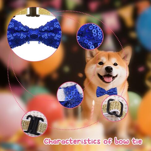 Pet Glitter Bow Tie for Dog Cat Sequin Bow Tie for Pet Dogs Cats Sarkly Pet Collar for Cat Dog Pet Accessories with Sequins Pet Collars for Dogs Cats Cat Dog Bow Tie Collar for Pets Shiny Bowtie in Saudi Arabia