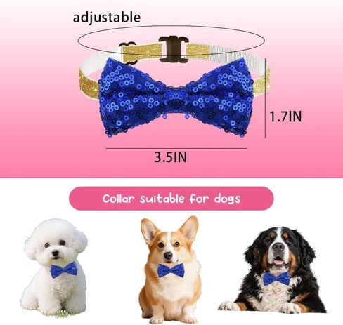 Pet Glitter Bow Tie for Dog Cat Sequin Bow Tie for Pet Dogs Cats Sarkly Pet Collar for Cat Dog Pet Accessories with Sequins Pet Collars for Dogs Cats Cat Dog Bow Tie Collar for Pets Shiny Bowtie in Saudi Arabia