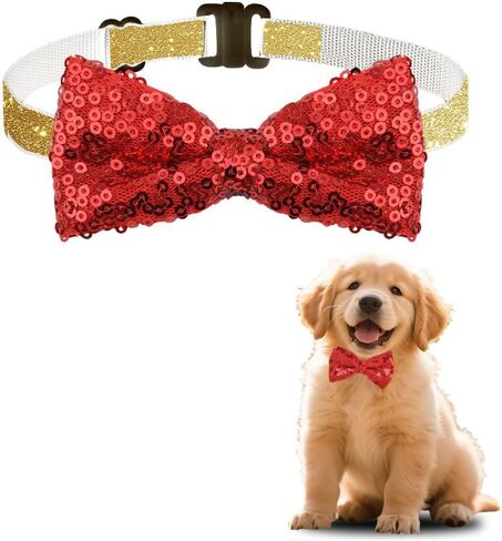 Pet Glitter Bow Tie for Dog Cat Sequin Bow Tie for Pet Dogs Cats Sarkly Pet Collar for Cat Dog Pet Accessories with Sequins Pet Collars for Dogs Cats Cat Dog Bow Tie Collar for Pets Shiny Bowtie in Saudi Arabia