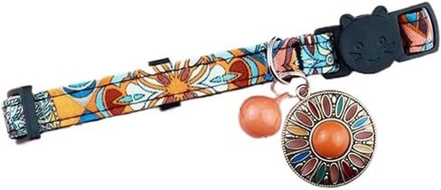 Boho Cat Collar Adjustable Pet Collar with Bell and Metal Pendant Tassel Tribal Aztec Pattern Breakaway Collar for Cats and Small Dogs in Saudi Arabia