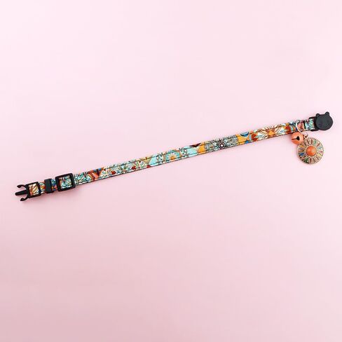 Boho Cat Collar Adjustable Pet Collar with Bell and Metal Pendant Tassel Tribal Aztec Pattern Breakaway Collar for Cats and Small Dogs in Saudi Arabia