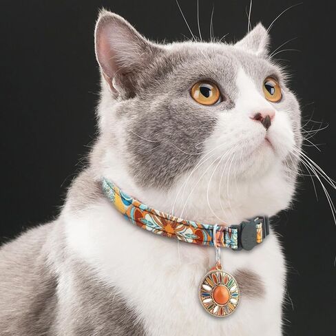 Boho Cat Collar Adjustable Pet Collar with Bell and Metal Pendant Tassel Tribal Aztec Pattern Breakaway Collar for Cats and Small Dogs in Saudi Arabia