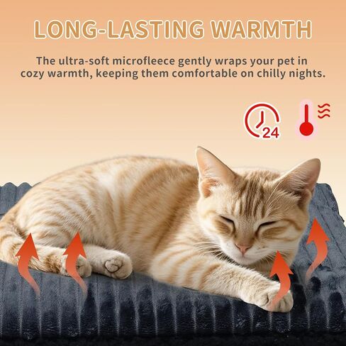 Self-Warming Cat Bed Pad 22 * 16 inch Self-Heating Cat Bed Mat Thermal Blanket for Indoor Cats & Small Dogs Stripes Gray in Saudi Arabia
