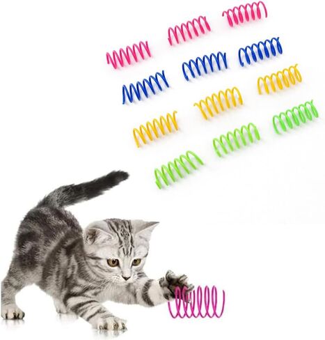 12 Pack Random Color Cat Kittens Spring Plastic Coil Spiral Toy for Swatting Biting Hunting Active Healthy Play in Saudi Arabia
