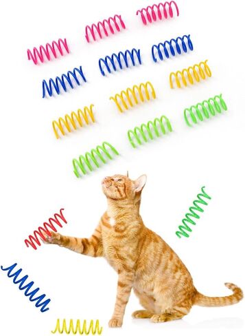 12 Pack Random Color Cat Kittens Spring Plastic Coil Spiral Toy for Swatting Biting Hunting Active Healthy Play in Saudi Arabia